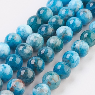 8mm DeepSkyBlue Round Apatite Beads