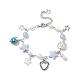 Alloy Heart & Star Charm Bracelet with ABS Plastic Imitation Pearl Beaded for Women(BJEW-JB09309)-1