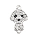 Brass Pave Clear & Black Cubic Zirconia Pet Puppy Connector Charms(KK-Z061-01P-02)-1