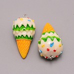 Resin Pendant, Ice Cream, Lime Green, 40x21.5mm, Hole: 1.8mm(RESI-CJC0010-03A)
