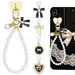 5Pcs PVC Mobile Dustproof Plugs & Iron Cell Phone Holder Stand, with Alloy Enamel Pendants, Mixed Color, 30~126mm(HJEW-SW00397)