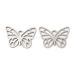 Non-Tarnish 201 Stainless Steel Pendants, Hollow, Butterfly Charm, Stainless Steel Color, 13x18.5x1mm, Hole: 1.6mm(STAS-A084-05P)
