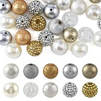 50Pcs 10 Styles Transparent Resin Rhinestone Graduated Beads, with Acrylic Round Beads Inside, Mixed Color, 20mm, Hole: 2~2.5mm, 5pcs/style(RESI-YW0004-41)