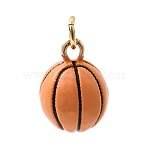 Brass Enamel Pendants, Football Charms, Golden, Sandy Brown, 14.5x10.5mm, Hole: 3.8mm(KK-F940-07B-G07)