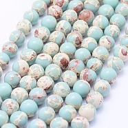 Synthetic Imperial Jasper Beads Strands, Round, Aquamarine, 14mm, Hole: 1mm, about 28pcs/strand, 15.5 inch(39.5cm)(G-F531-14mm-H03)