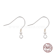 925 Sterling Silver Earring Hooks, with 925 Stamp, Silver, 17x19mm, Hole: 1.5mm, Pin: 0.6mm(X-STER-T002-166S)