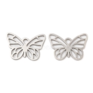 201 Stainless Steel Pendants, Hollow, Butterfly Charm, Stainless Steel Color, 13x18.5x1mm, Hole: 1.6mm(STAS-A084-05P)