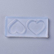 Pendant Food Grade Silicone Molds, Resin Casting Molds, For UV Resin, Epoxy Resin Jewelry Making, Heart, White, 30x63x5mm, Heart: 24x28mm, Hole: 2.5mm(DIY-L026-008)