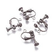 Rack Plated Brass Screw Clip-on Earring Findings, Spiral Ear Clip, Gunmetal, 13x17x4.5mm, Hole: 1.6mm(KK-P169-04B)