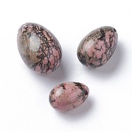 Natural Rhodonite Pendants Sets, Egg Stone, 45~46x30mm, 39~40x25~25.5mm, 30~31x20~20.5mm, Hole: 1.5~2mm, 3pcs/set(G-I282-01E)