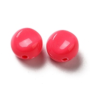 Opaque Acrylic Beads, Flat Round, Cerise, 9.5~10x12mm, Hole: 1.8mm, about 1110pcs/500g(OACR-L013-003B)