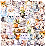 50Pcs PVC Self-Adhesive Stickers, Cute Kitten Waterproof Decals, for DIY Albums Diary, Laptop Decoration Cartoon Scrapbooking, Cat Shape, 48~60x44~58mm(STIC-PW0013-022)