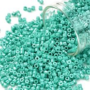 Cylinder Seed Beads, Opaque Colours Luster, Uniform Size, Medium Aquamarine, 2x1.5mm, Hole: 0.8mm, about 40000pcs/bag, about 450g/bag(SEED-H001-H03)