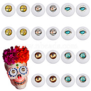 PandaHall Elite Plastic Doll Eyes, Glass Cabochons, Half Round/Dome with Animal Eye Pattern, Craft Eyes, for Doll Making, Round, Mixed Color, 40pcs/box(DIY-PH0009-45)