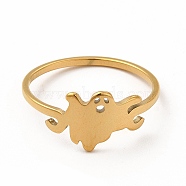 304 Stainless Steel Hollow Out Ghost Finger Ring for Halloween, Golden, Inner Diameter: 18mm(RJEW-K239-15G)