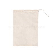 Cotton Storage Pouches, Drawstring Bags, Rectangle, Antique White, 33x27cm(HOUS-PW0002-01F)