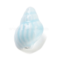 Handmade Porcelain Beads, Famille Rose Style, Conch, Light Cyan, 20.5x15.5x12mm, Hole: 1.4mm(PORC-O005-09)