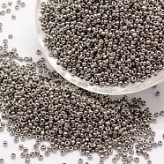 15/0 Glass Seed Beads, Grade A, Round, Opaque Colours, Gray, 1.3~1.5mm, Hole: 0.5mm, about 75000pcs/pound(SEED-J014-F15-40A)