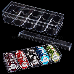 2Pcs Plastic Poker Chip Trays, with Dustproof Lid, Poker Game Table Accessories, Rectangle, Clear, 69.5x201x45.5mm(FIND-FG0003-23)