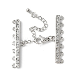Brass Clear Cubic Zirconia Chain Extender, Rack Plating, Long-Lasting Plated, Lead Free & Cadmium Free, Rectangle, Platinum, 69mm, Hole: 1.2mm(KK-F893-10P)