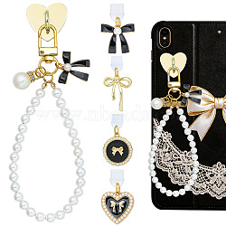 5Pcs PVC Mobile Dustproof Plugs & Iron Cell Phone Holder Stand, with Alloy Enamel Pendants, Mixed Color, 30~126mm(HJEW-SW00397)