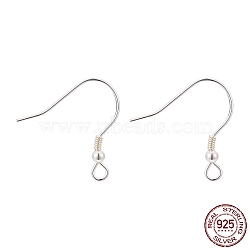 925 Sterling Silver Earring Hooks, with 925 Stamp, Silver, 17x19mm, Hole: 1.5mm, Pin: 0.6mm(X-STER-T002-166S)