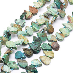 Natural African Turquoise(Jasper) Beads Strands, Teardrop, 12~20x5~15x3~7mm, Hole: 0.8mm, about 24pcs/strand, 15.04''(38.2cm)(G-E569-R04)