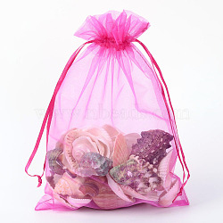 Organza Gift Bags with Drawstring, Wedding Party Christmas Favor Gift Bags, Organza Pouches for Potpourri, Medium Violet Red, 23x17cm(OP-R016-17x23cm-07)