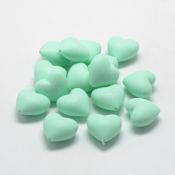 Food Grade Eco-Friendly Silicone Beads, Chewing Beads For Teethers, DIY Nursing Necklaces Making, Heart, Pale Green, 19x20x12mm, Hole: 2mm(X-SIL-R003-38)