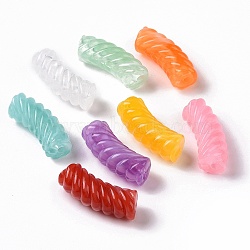 Two Tone Opaque Acrylic Beads, Curved Tube, Mixed Color, 35x14x11.5mm, Hole: 3.2mm, about 152pcs/500g(OACR-A016-06)