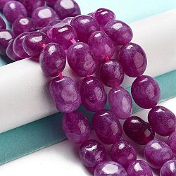 Natural Malaysia Jade Beads Strands, Oval, Dyed, Fuchsia, 11~13x9~10x8.5~10mm, Hole: 1mm, about 16pcs/strand, 7.28~7.48 inch(18.5~19cm)(G-P528-N12-01)