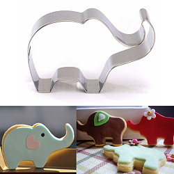 304 Stainless Steel Cookie Cutters, Cookies Moulds, DIY Biscuit Baking Tool, Elephant, Stainless Steel Color, 45x89x17.5mm(DIY-E012-71)