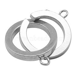 Brass Interlocking Clasps, with One Loop, Donut, Platinum, 14x1.8mm, Hole: 1.5mm(KK-GE039-1P)