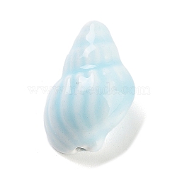 Handmade Porcelain Beads, Famille Rose Style, Conch, Light Cyan, 20.5x15.5x12mm, Hole: 1.4mm(PORC-O005-09)