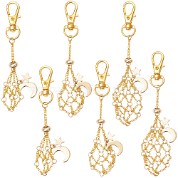 6Pcs 3 Styles Moon Alloy Swivel Lobster Claw Clasps & Brass Cable Chains, Semi-Finished Product Pendant Decorations, Golden, 92~120mm, 2pcs/style(AJEW-SC0003-98G)