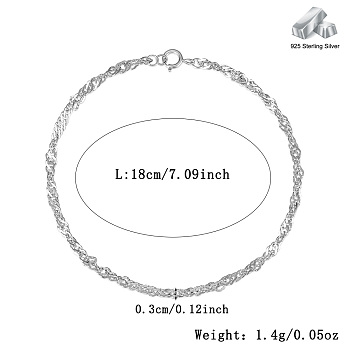 Silver 925 Sterling Silver Mesh Chain Bracelet, 7-1/8 inch(18cm)