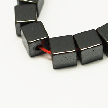 Non-magnetic Synthetic Hematite Beads Strands, Grade A, Cube, Black, 8x8x8mm