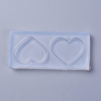 Pendant Food Grade Silicone Molds, Resin Casting Molds, For UV Resin, Epoxy Resin Jewelry Making, Heart, White, 30x63x5mm, Heart: 24x28mm, Hole: 2.5mm