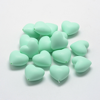 Food Grade Eco-Friendly Silicone Beads, Chewing Beads For Teethers, DIY Nursing Necklaces Making, Heart, Pale Green, 19x20x12mm, Hole: 2mm