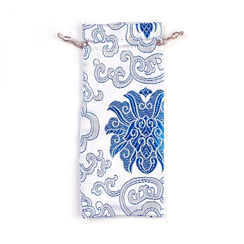 Silk Pouches, Drawstring Bag, White, 19x7.5~8cm