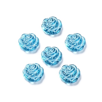 Plating Transparent Acrylic Beads, Metal Enlaced, Rose, Dodger Blue, 13.5x14x4.5~5mm, Hole: 1.6mm, about 950pcs/500g