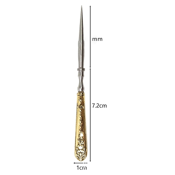 Zinc Alloy Awl Pricker Sewing Tool, for Punch Sewing Stitching Leather Craft, Golden, 12.2x2cm