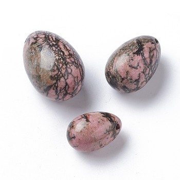 Natural Rhodonite Pendants Sets, Egg Stone, 45~46x30mm, 39~40x25~25.5mm, 30~31x20~20.5mm, Hole: 1.5~2mm, 3pcs/set