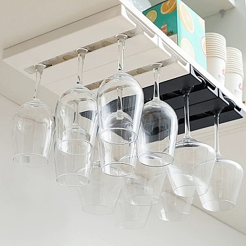 ABS Plastic Upside Down Wall Mounted Wine Rack, Rectangle, White, 258x110x21mm