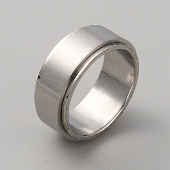 304 Stainless Steel Plain Rotating Finger Ring, Fidge Spinner Ring for Stress Anxiety Relief, Stainless Steel Color, US Size 6 1/4(16.7mm)