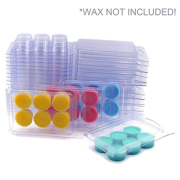 Transparent Plastic Wax Melt Packaging Box, Round with 6 Cell Clamshells, Clear, 11x7.5x2.5cm