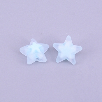 Transparent Acrylic Beads, Frosted, DIY Accessories, Clear, Star, Alice Blue, 16x16.5x9.5mm, Hole: 2.5mm