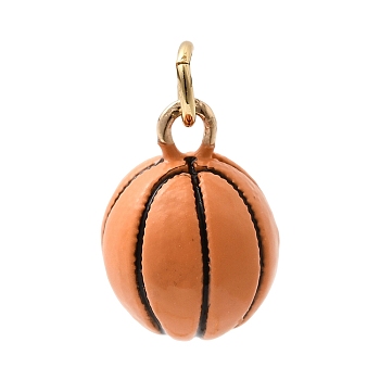 Brass Enamel Pendants, Football Charms, Golden, Sandy Brown, 14.5x10.5mm, Hole: 3.8mm