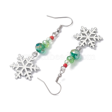 Pendientes colgantes de cristal con tema navideño.(EJEW-TA00476)-4