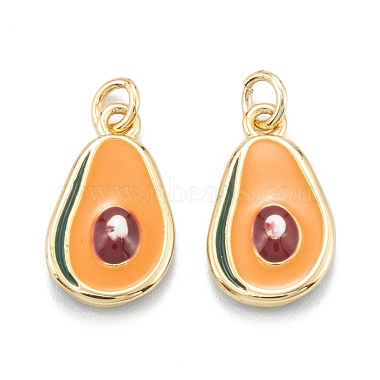 Real 18K Gold Plated Dark Orange Fruit Brass+Enamel Charms